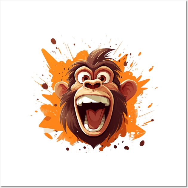 crazy cartoon screaming monkey Wall Art by MK3